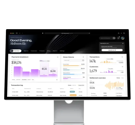 Finance dashboard interface designed in Figma, shown on a desktop monitor