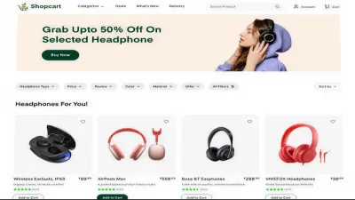 The Shopcart headphone store with AI product recommendations, built by TechNamah.